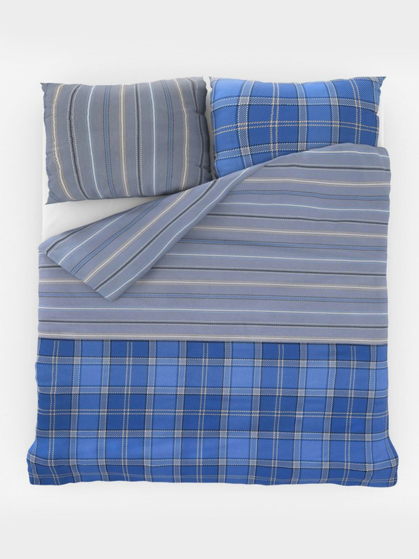 Kvalitex Francúzska bavlnená posteľná bielizeň DELUX 240x200, 70x90cm CAMPUS modrá