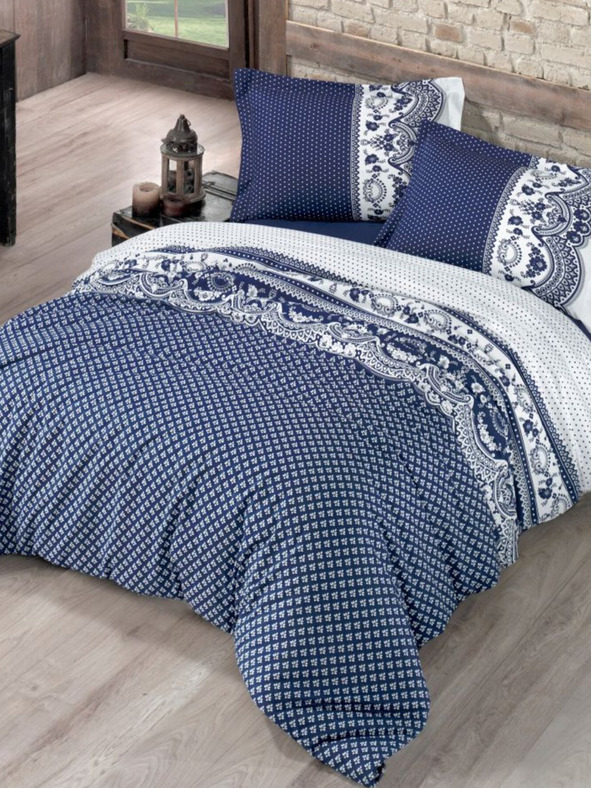 Kvalitex Francúzska bavlnená posteľná bielizeň Standard Canzone modrá 200x200, 70x90cm Kvalitex
