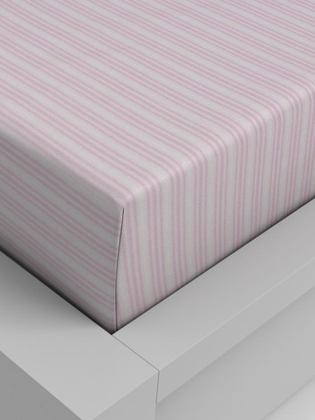 Kvalitex Bavlnené napínacie prestieradlo 180x200cm ružový prúžok Kvalitex