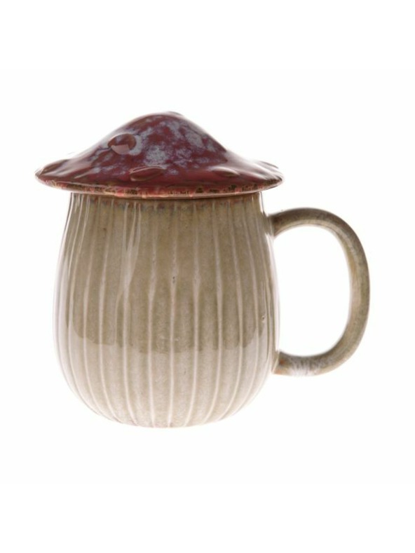 Casa de Engel Keramický hrnček s viečkom - huba, 550ml, červený, 1/16