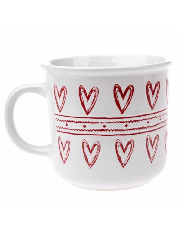 Casa de Engel Keramický hrnček so srdcami, biely, 450ml, 6/36