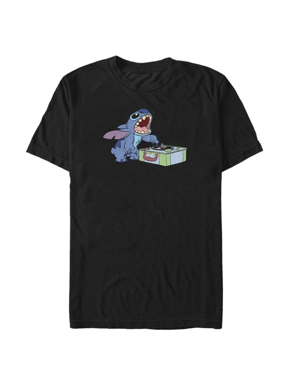ZOOT.Fan Čierne pánske tričko Disney DJ Stitch