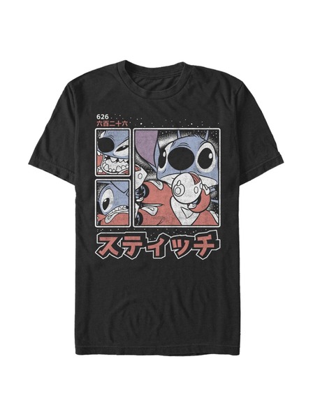 ZOOT.Fan Čierne pánske tričko Disney Classics Stitch Kanji