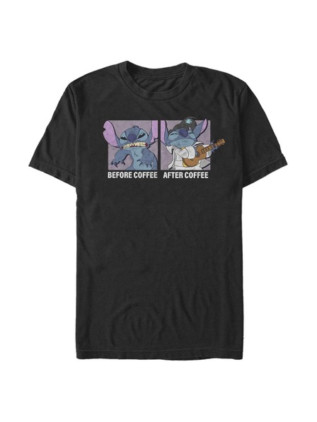 ZOOT.Fan Čierne pánske tričko Disney Stitch Coffee