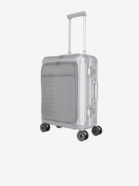 Travelite Cestovný kufor Travelite Next 4w S s predným vreckom strieborný