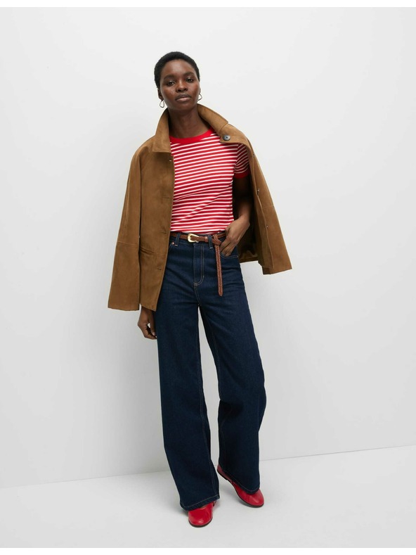 Marks & Spencer Pruhované tričko z vysokej bavlny Marks & Spencer červené