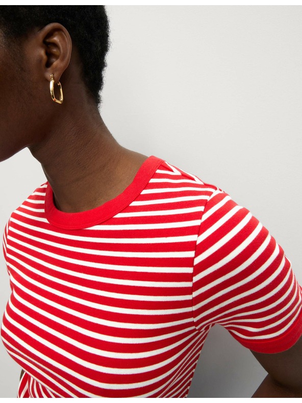 Marks & Spencer Pruhované tričko z vysokej bavlny Marks & Spencer červené