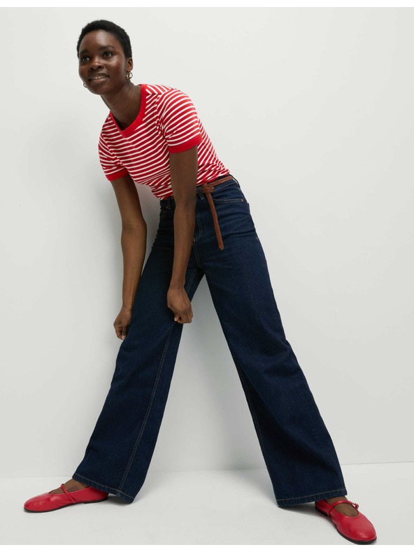 Marks & Spencer Pruhované tričko z vysokej bavlny Marks & Spencer červené