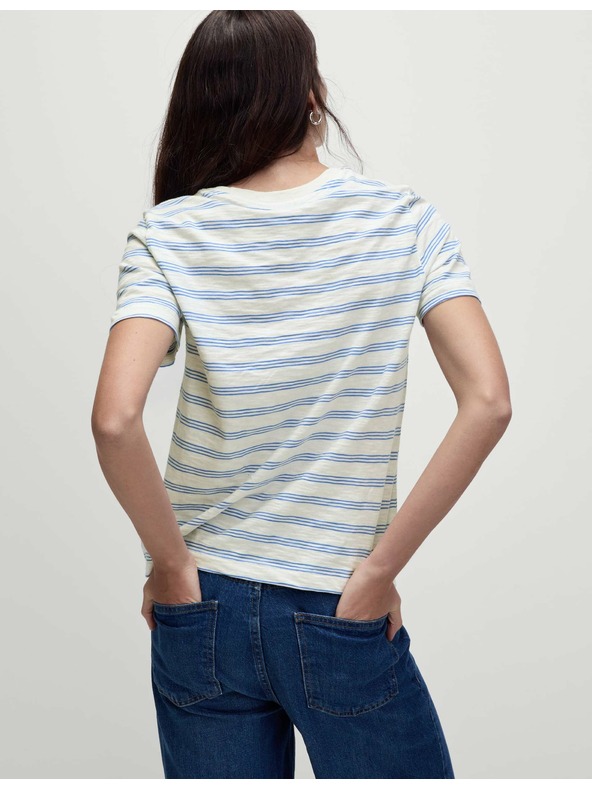 Marks & Spencer Pruhované tričko z čistej bavlny regular fit Marks & Spencer biele