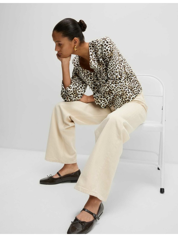 Marks & Spencer Top s potlačou a viazaním vpredu, čistá bavlna Marks & Spencer hnedý