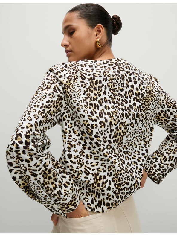 Marks & Spencer Top s potlačou a viazaním vpredu, čistá bavlna Marks & Spencer hnedý