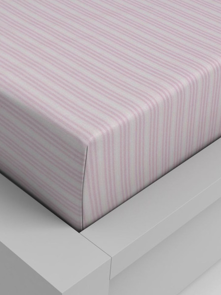 Kvalitex Bavlnená napínacia plachta 120x200cm ružový prúžok Kvalitex