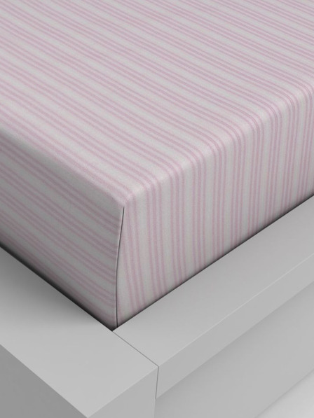 Kvalitex Bavlnená napínacia plachta 220x200cm ružový prúžok Kvalitex