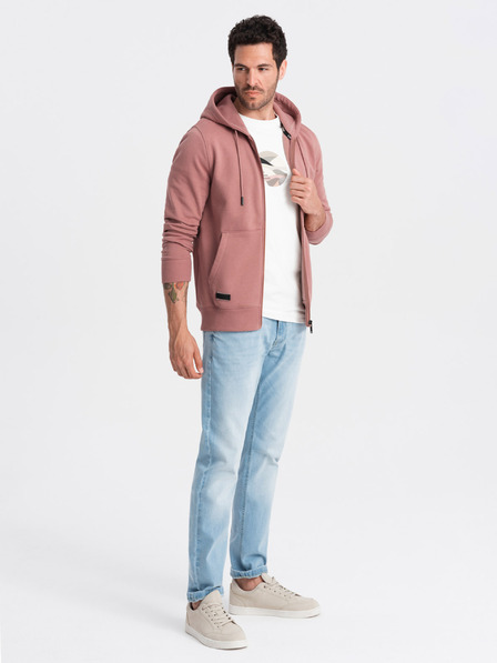 Ombre Clothing Pánska bavlnená mikina BASIC so zipsom Ombre Clothing