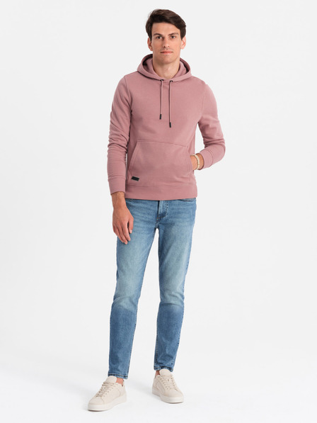 Ombre Clothing Pánska bavlnená mikina BASIC klokanka s kapucňou Ombre Clothing