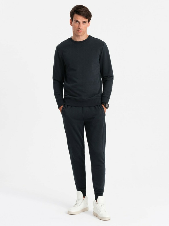 Ombre Clothing BASIC pánska bavlnená mikina BASIC čierna Ombre Clothing