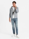 Ombre Clothing Pánska mikina na zips s kapucňou a nášivkou - sivá V1 OM-SSZP-0140 Ombre Clothing