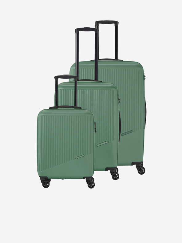 Travelite Sada troch cestovných kufrov Travelite Bali S,M,L Green