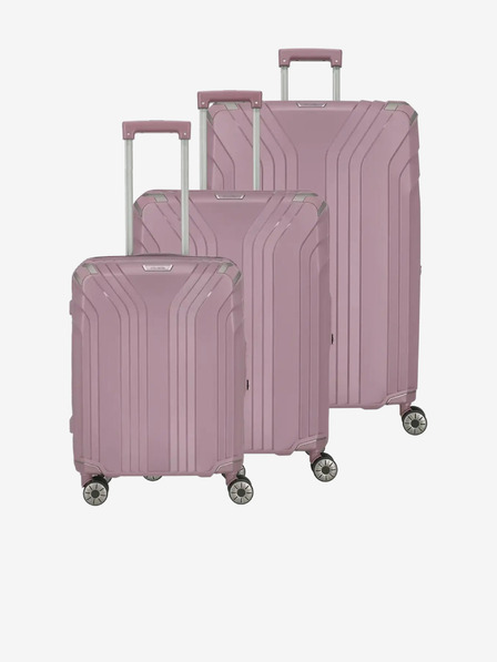 Travelite Sada troch dámskych cestovných kufrov v ružovej farbe Travelite Elvaa 4w S,M,L Rosé