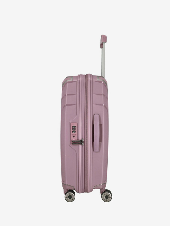Travelite Sada troch dámskych cestovných kufrov v ružovej farbe Travelite Elvaa 4w S,M,L Rosé