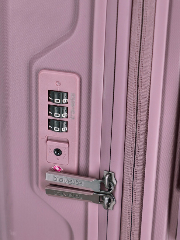 Travelite Sada troch dámskych cestovných kufrov v ružovej farbe Travelite Elvaa 4w S,M,L Rosé