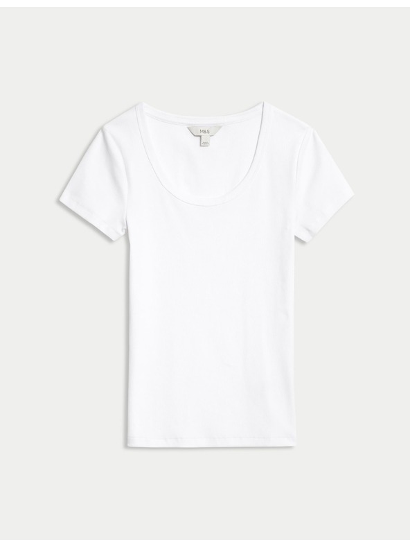 Marks & Spencer Tričko s oválnym výstrihom a vysokým podielom bavlny Marks & Spencer biela
