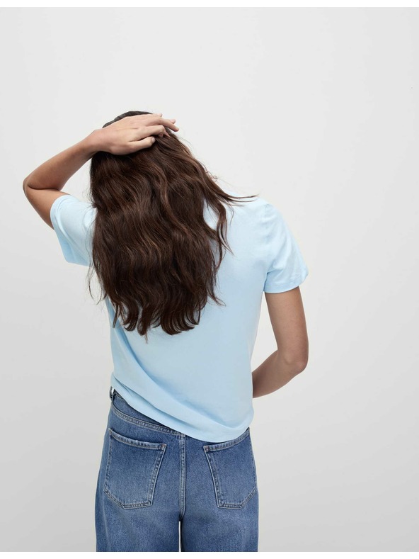 Marks & Spencer Čisté bavlnené tričko s výstrihom do V Marks & Spencer modré