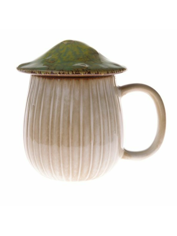 Casa de Engel Keramický hrnček s viečkom - húb, 550ml, zelený, 1/16