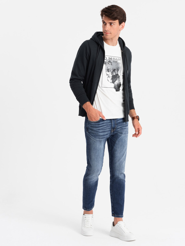 Ombre Clothing Pánska bavlnená mikina BASIC so zipsom Ombre Clothing