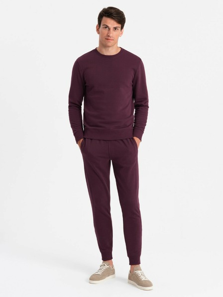 Ombre Clothing BASIC pánska bavlnená mikina BASIC bordó Ombre Clothing