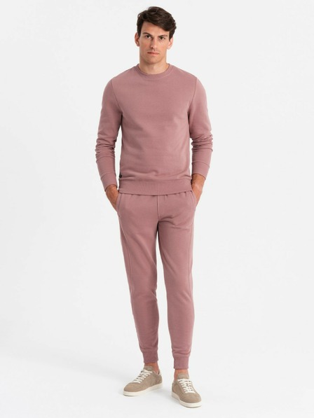 Ombre Clothing Pánska bavlnená mikina BASIC BASIC tmavoružová Ombre Clothing