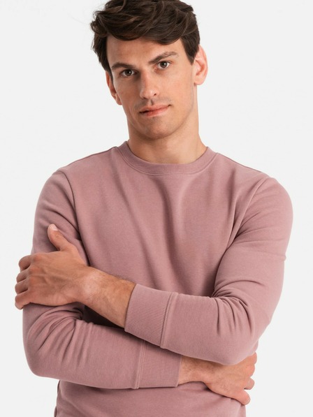 Ombre Clothing Pánska bavlnená mikina BASIC BASIC tmavoružová Ombre Clothing