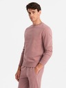 Ombre Clothing Pánska bavlnená mikina BASIC BASIC tmavoružová Ombre Clothing