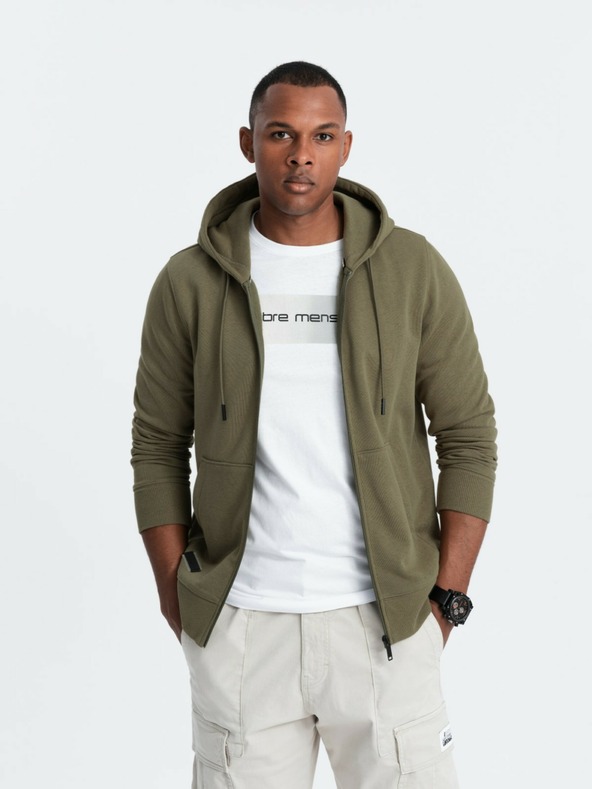 Ombre Clothing Pánska bavlnená elastická mikina BASIC Ombre Clothing