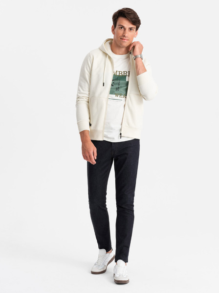 Ombre Clothing Pánska bavlnená mikina BASIC so zipsom Ombre Clothing