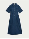 Marks & Spencer Džínsové košeľové midi šaty so zapínaním na gombíky vpredu Marks & Spencer námorná modrá