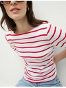 Marks & Spencer Priliehavý pruhovaný top z čistej bavlny s lodičkovým výstrihom Marks & Spencer červená