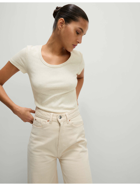 Marks & Spencer Tričko s oválnym výstrihom a vysokým podielom bavlny Marks & Spencer béžová