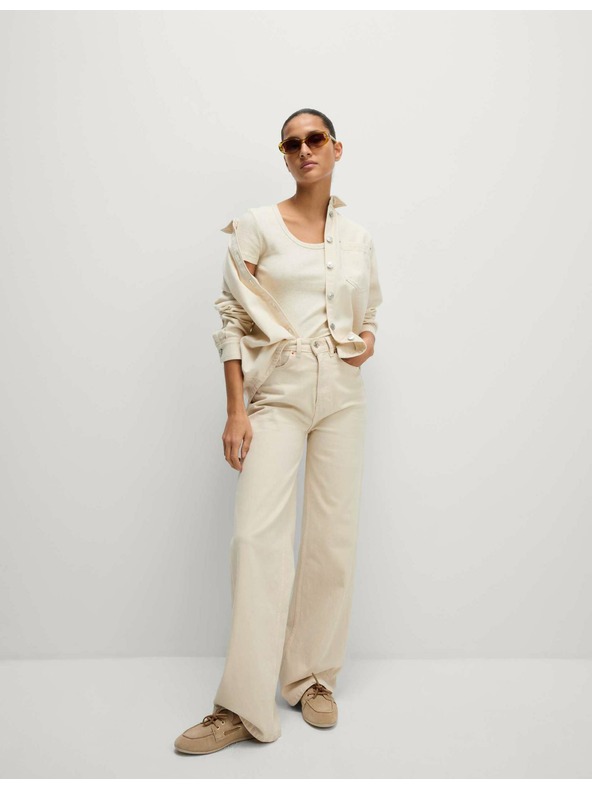 Marks & Spencer Tričko s oválnym výstrihom a vysokým podielom bavlny Marks & Spencer béžová