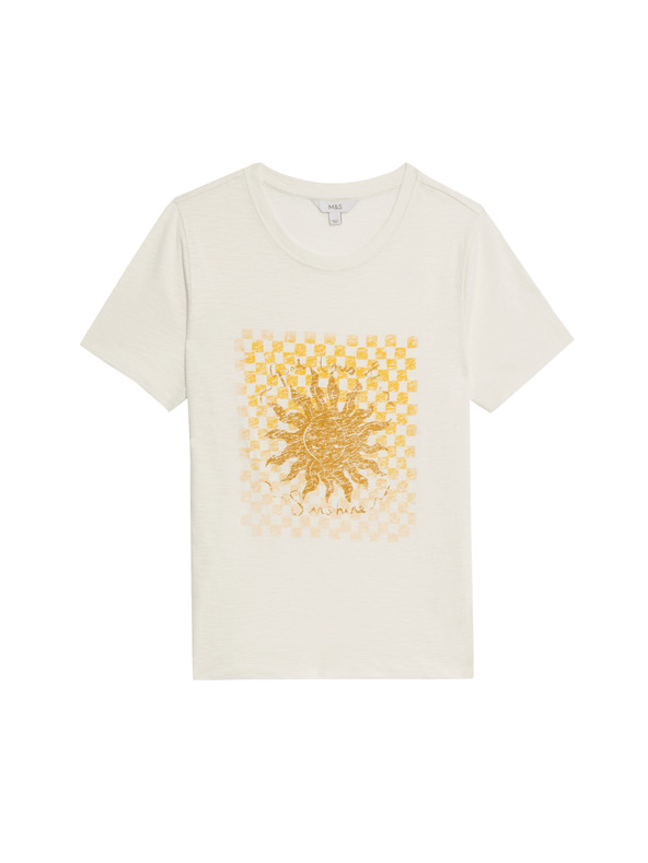 Marks & Spencer Tričko s grafickou potlačou, z čistej bavlny Marks & Spencer biela