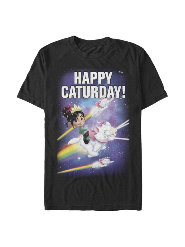 ZOOT.Fan Čierne pánske tričko Disney Happy Caturday Stars