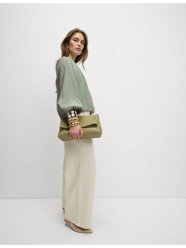 Marks & Spencer Textúrovaná blúzka s bohatým lemom s vysokým podielom lyocellu Marks & Spencer zelená