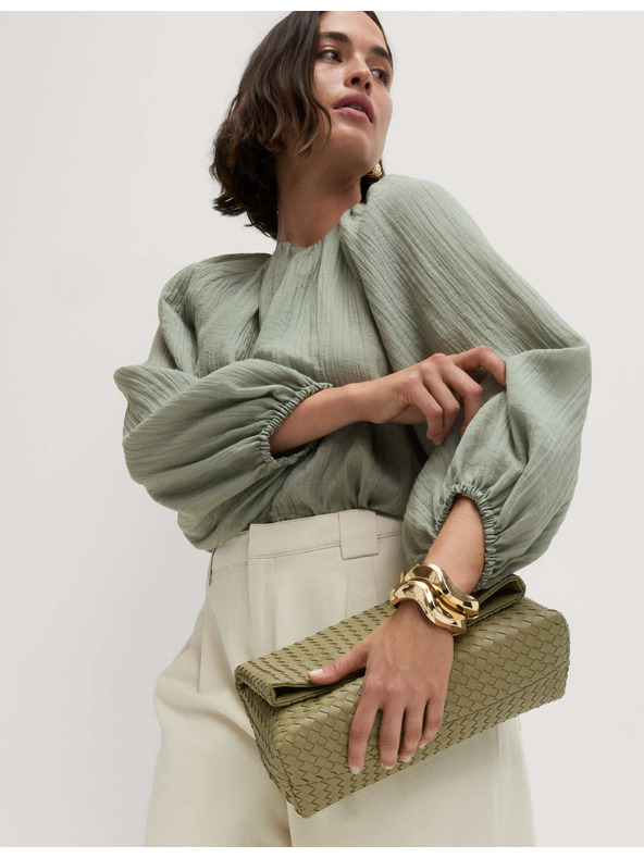 Marks & Spencer Textúrovaná blúzka s bohatým lemom s vysokým podielom lyocellu Marks & Spencer zelená