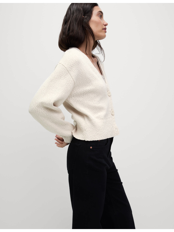 Marks & Spencer Uvoľnený sveter s výstrihom do V s textúrou, s vysokým podielom bavlny Marks & Spencer béžová