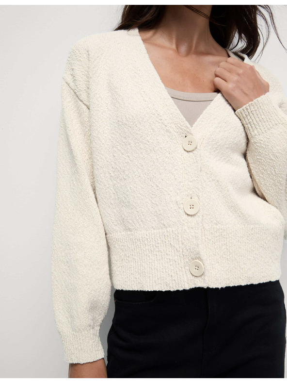 Marks & Spencer Uvoľnený sveter s výstrihom do V s textúrou, s vysokým podielom bavlny Marks & Spencer béžová