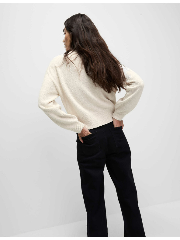 Marks & Spencer Uvoľnený sveter s výstrihom do V s textúrou, s vysokým podielom bavlny Marks & Spencer béžová