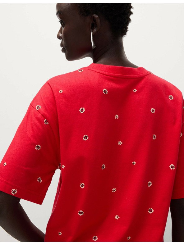 Marks & Spencer Marks & Spencer čisto bavlnené kvetinové tričko červené