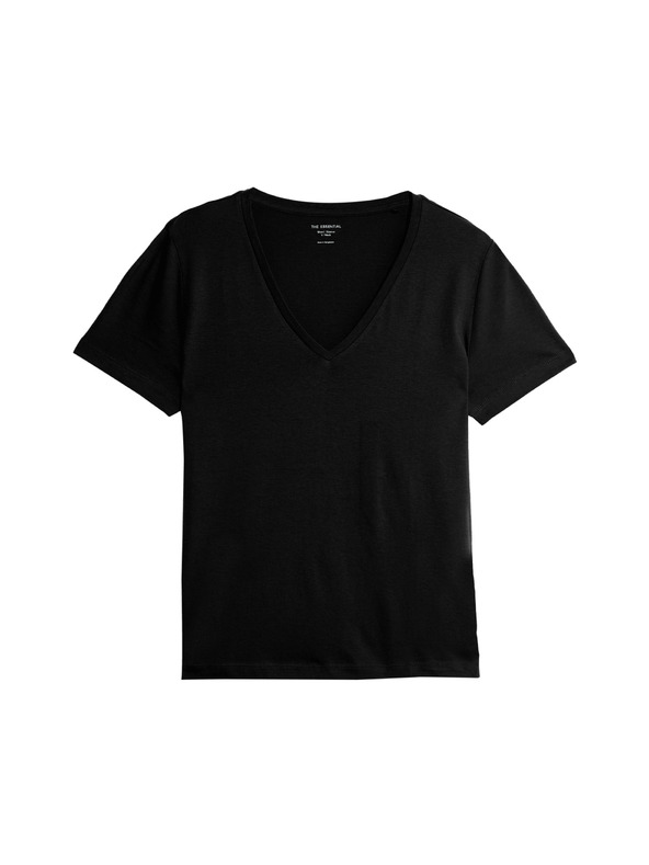 Marks & Spencer Tričko s výstrihom do V z čistej bavlny Marks & Spencer čierne