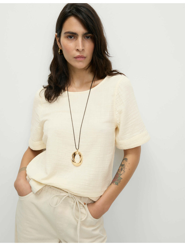 Marks & Spencer Top z čistej bavlny, normálny strih Marks & Spencer smotanová