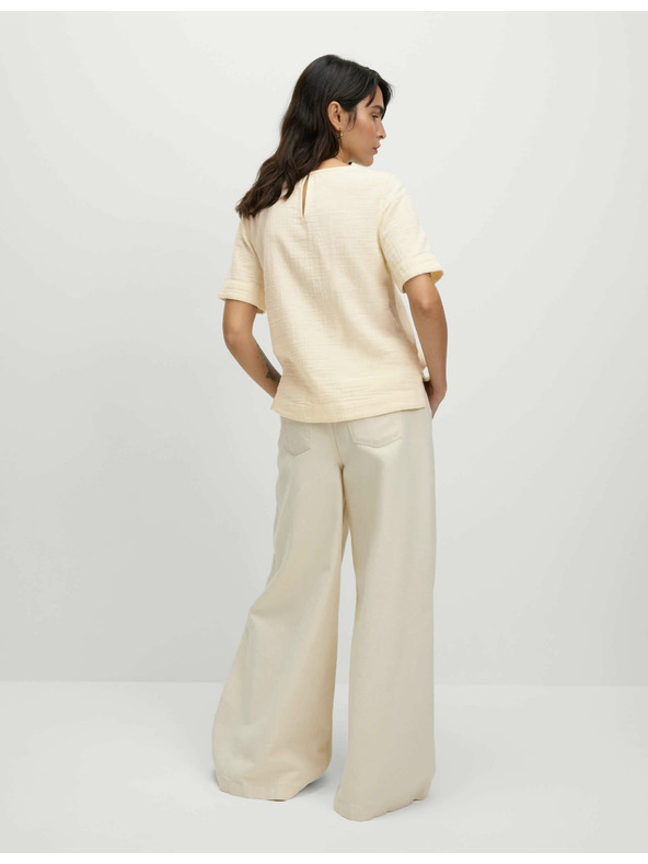 Marks & Spencer Top z čistej bavlny, normálny strih Marks & Spencer smotanová